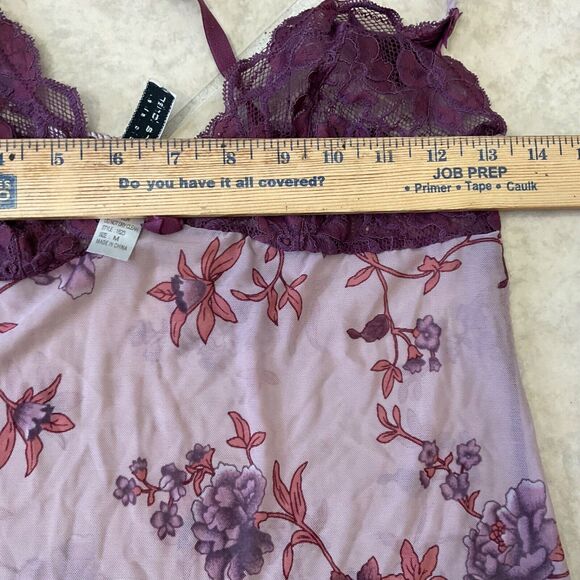 Donna L’Oren Gold Label Chemise Fairy Core Baby Doll floral purple size M Lace - Picture 9 of 9